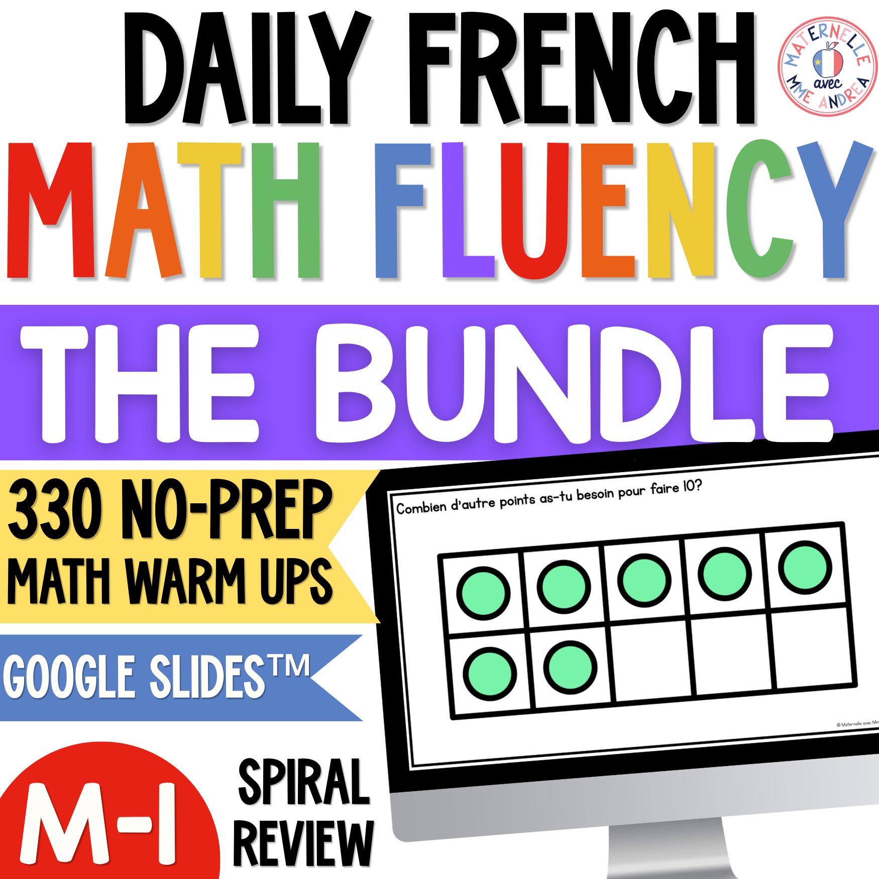 French Math Warm-Ups Bundle | Daily Math Fluency Slides for Kindergarten and Grade 1