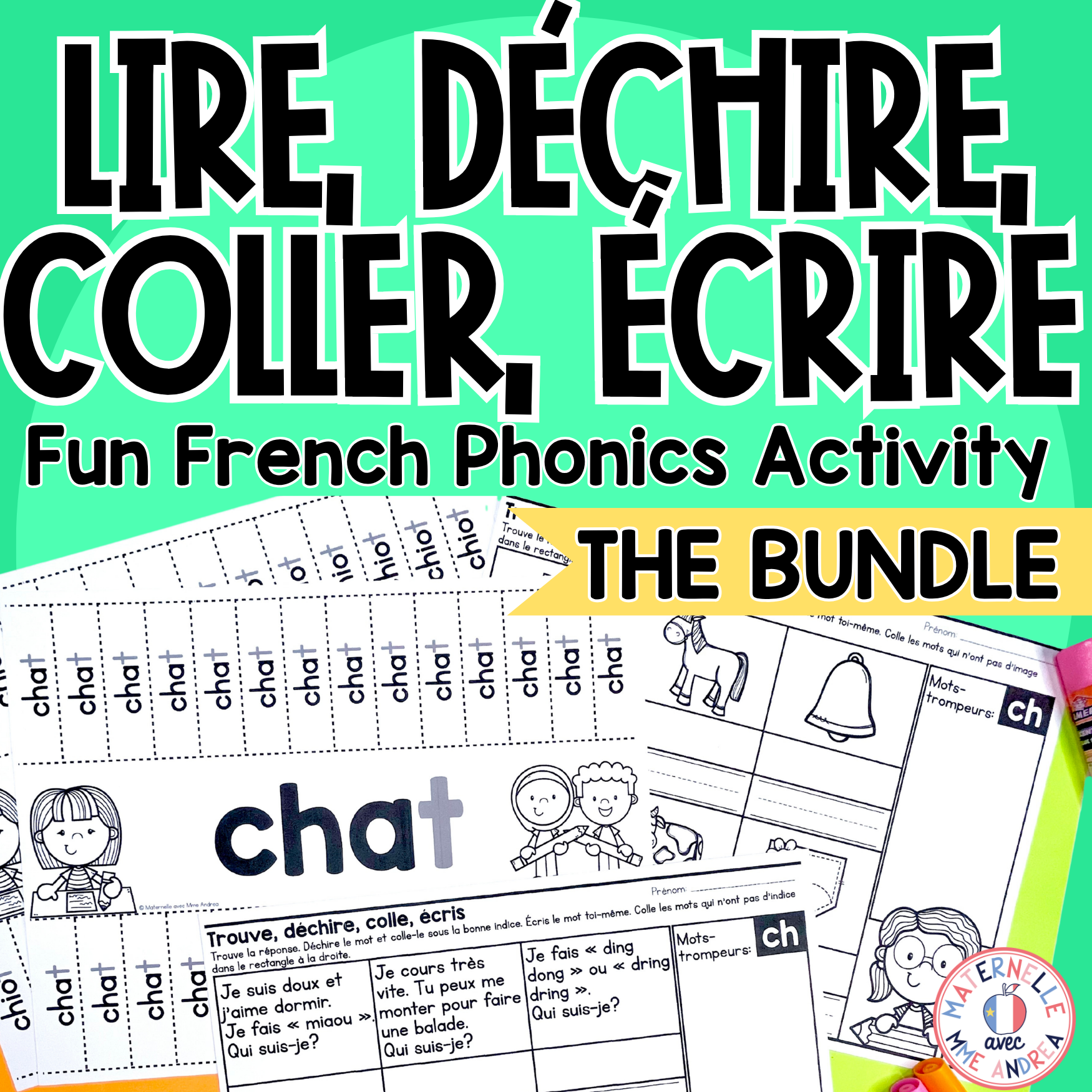 French Literacy Centres BUNDLE | Phonics, Decoding & Vocabulary Find & Write the Room Activities