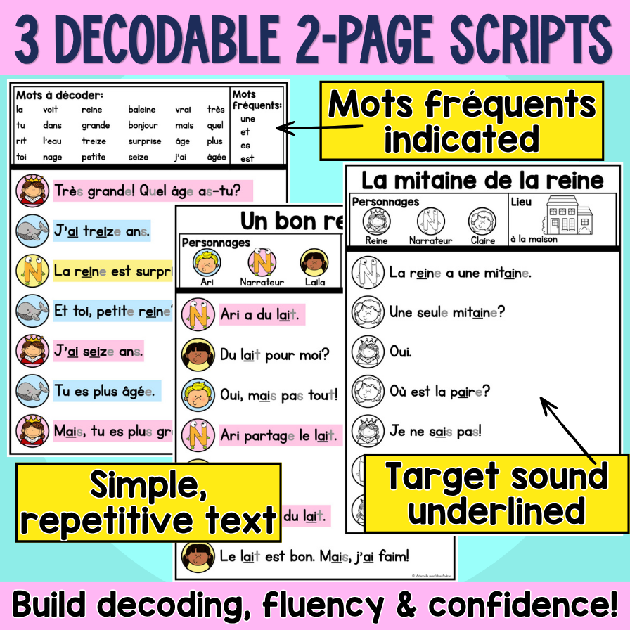 French Decodable Reader’s Theatre Scripts | Short Plays for Fluency - AI EI — image 2