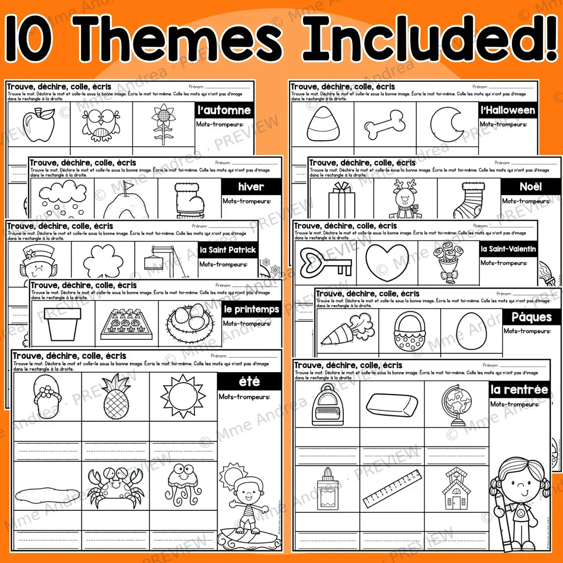 French Vocabulary Activities | Seasonal Literacy Centres | Read & Write the Room — image 6