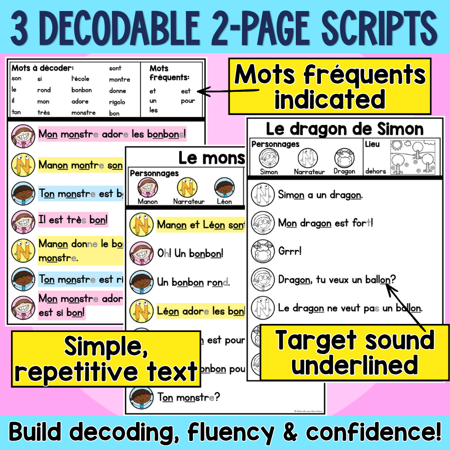 French Decodable Reader’s Theatre Scripts | Short Plays for Fluency - ON/OM — image 2
