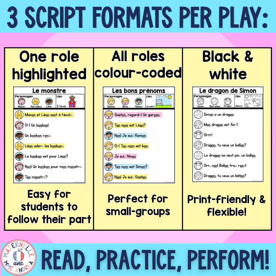French Decodable Reader’s Theatre Scripts | Short Plays for Fluency - ON/OM — image 3