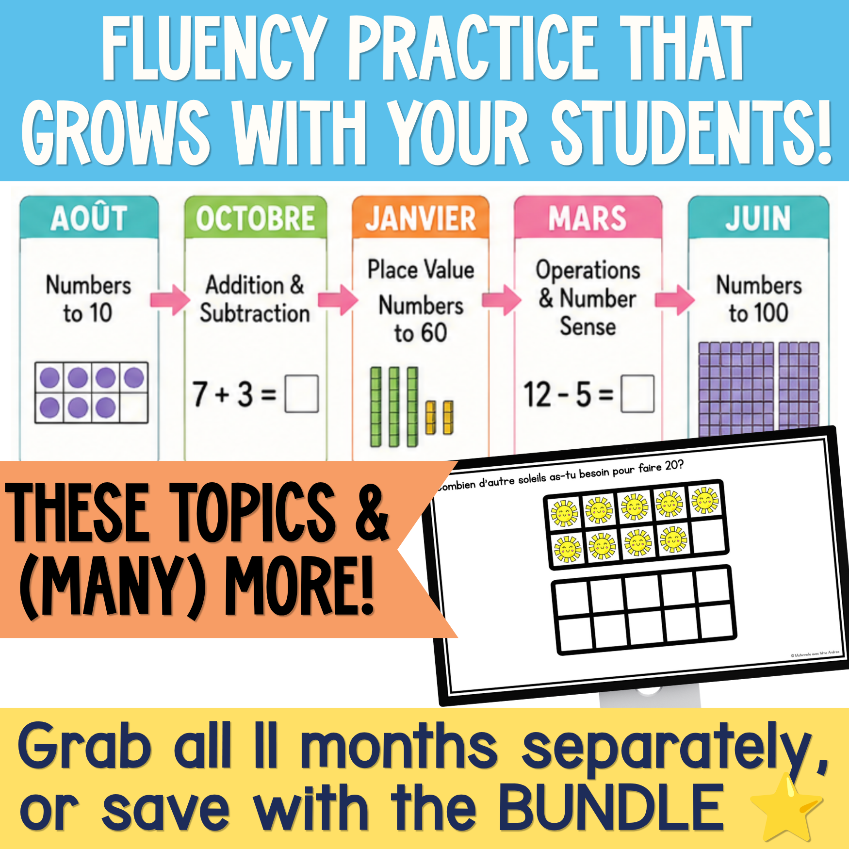 French Math Warm-Ups | June Daily Math Fluency Slides | Numbers to 100, Addition — image 4