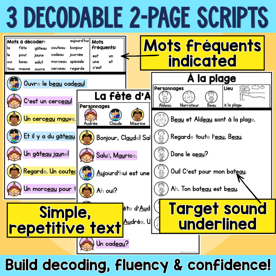 French Decodable Reader’s Theatre Scripts | Short Plays for Fluency - AU EAU — image 2