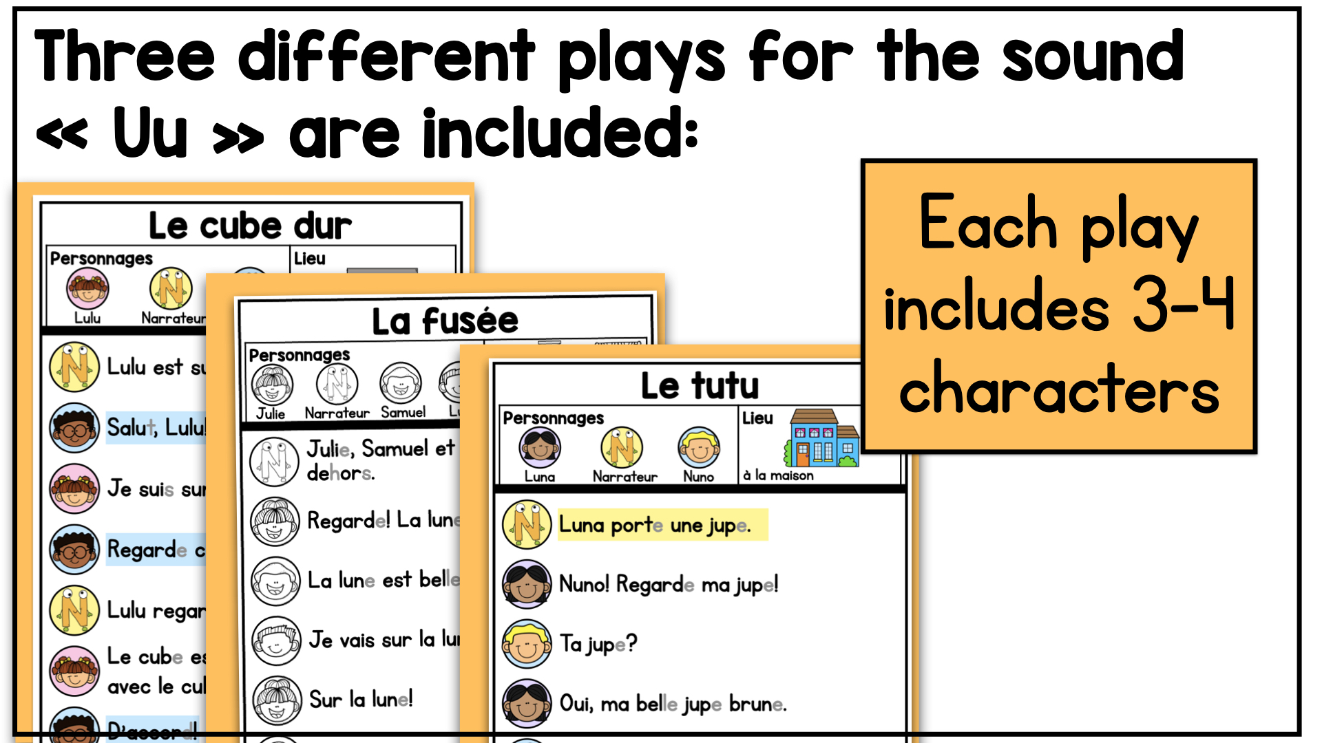 French Decodable Reader’s Theatre Scripts | Short Plays for Fluency - Uu Sound — image 4