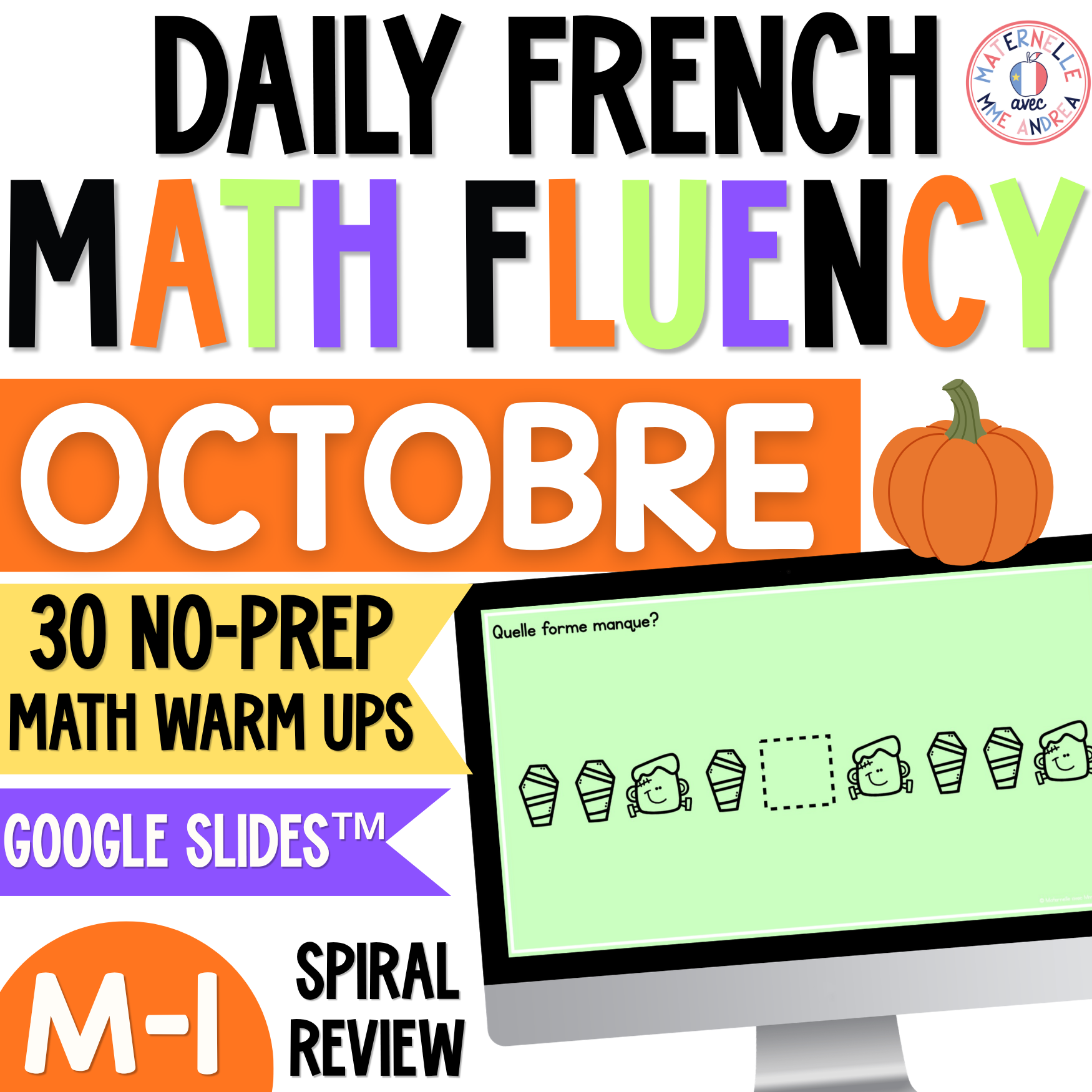 French Math Warm-Ups | October Daily Math Fluency Slides | Addition, Subtraction