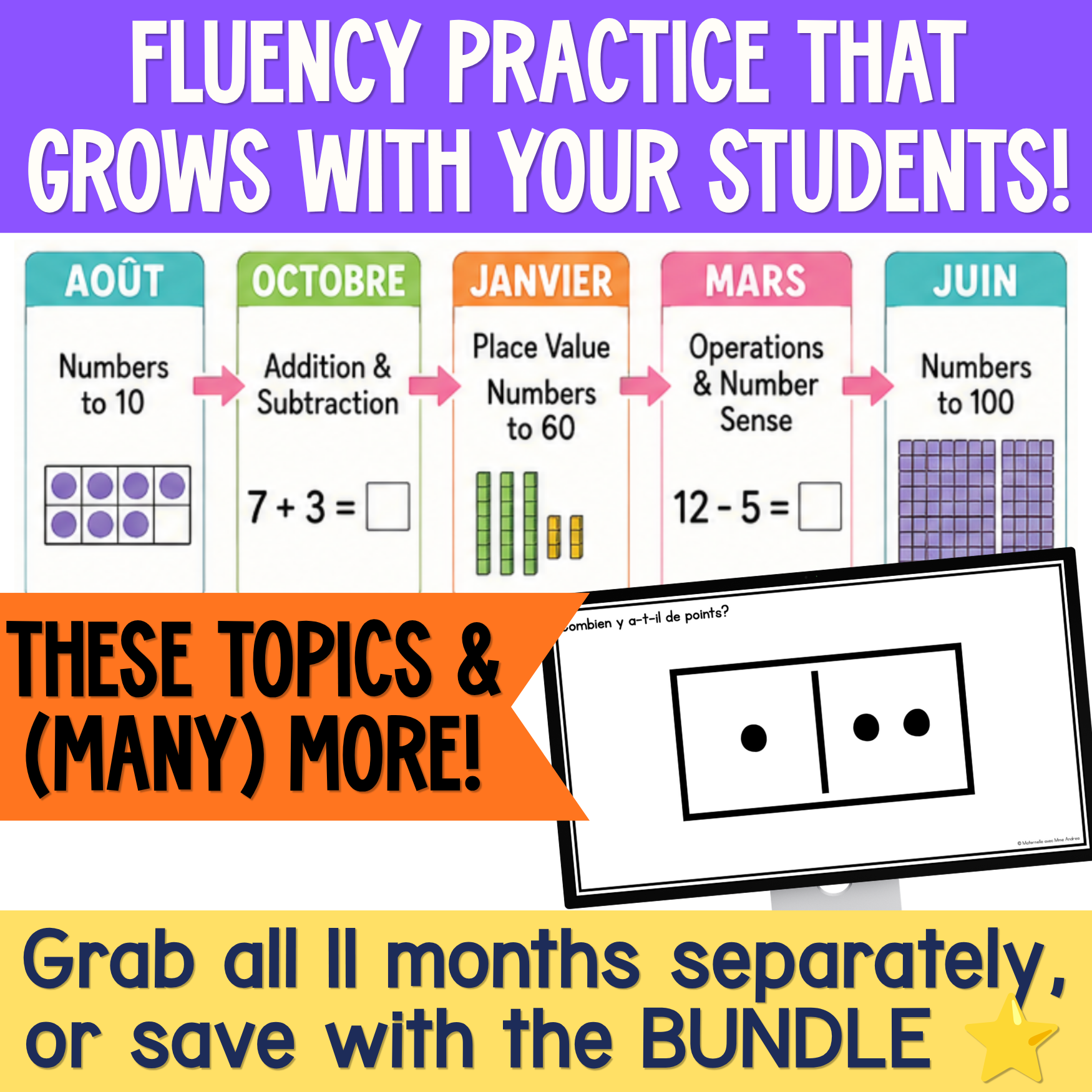 French Math Warm-Ups | October Daily Math Fluency Slides | Addition, Subtraction — image 4