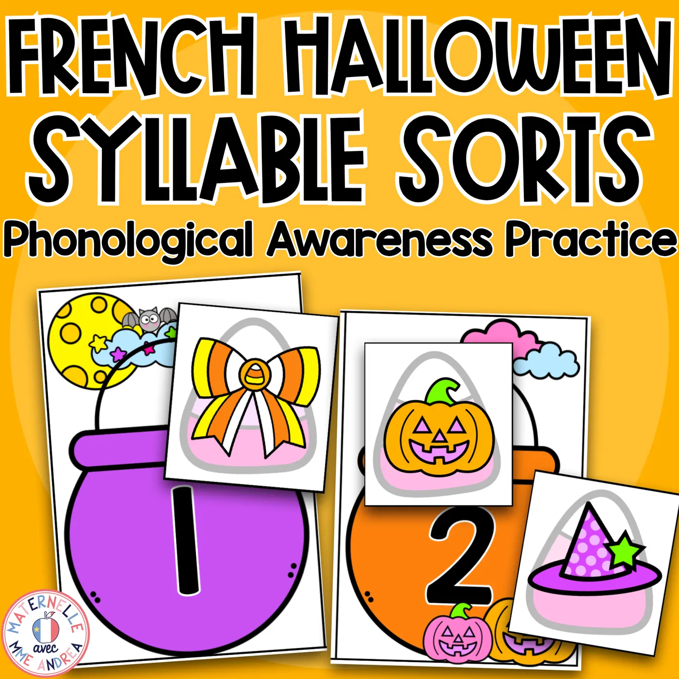 French Halloween Syllable Sorting Mats | Phonological Awareness Literacy Centre