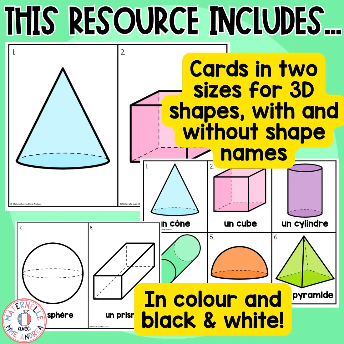 French 3D Shapes Write the Room | Solides géométriques | Math Centres Activities — image 2
