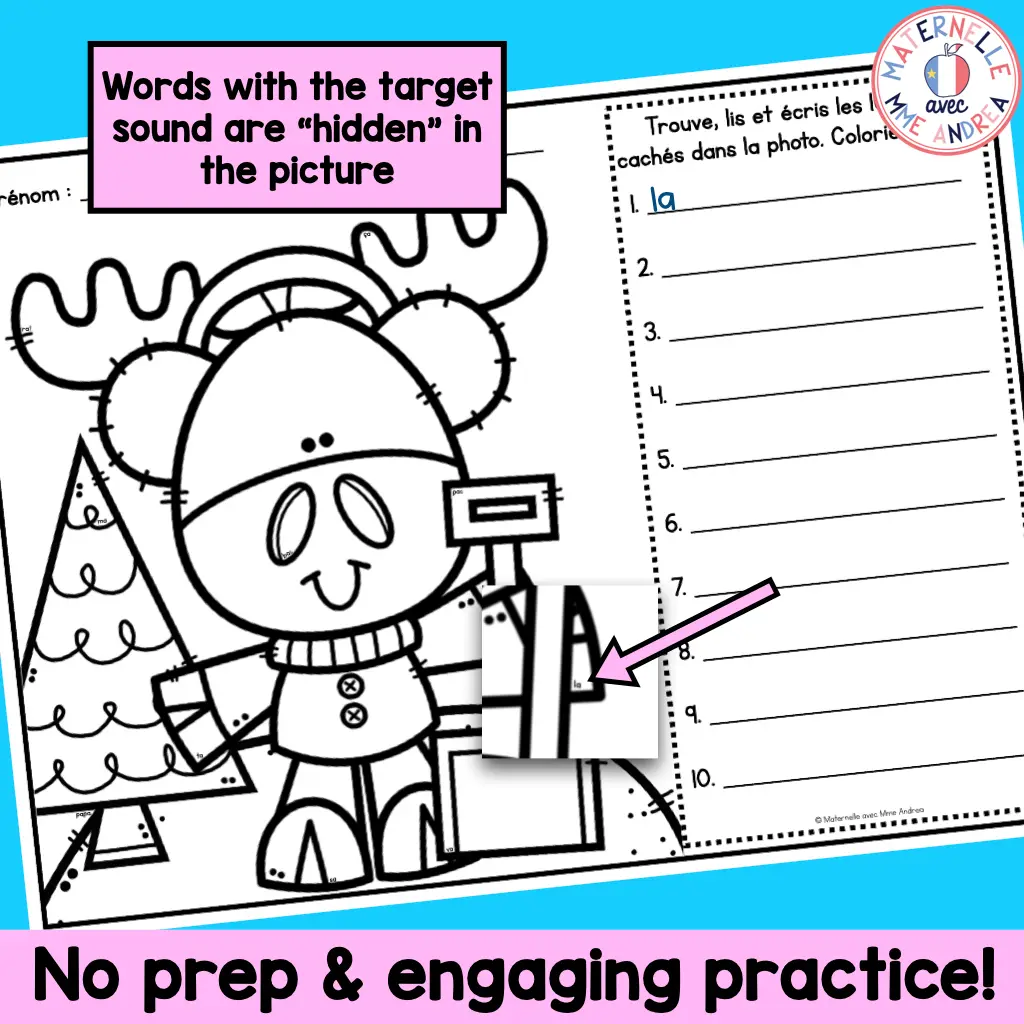 French Winter Look & Find Decoding Vowel Sounds Practice Worksheets - Hiver — image 5