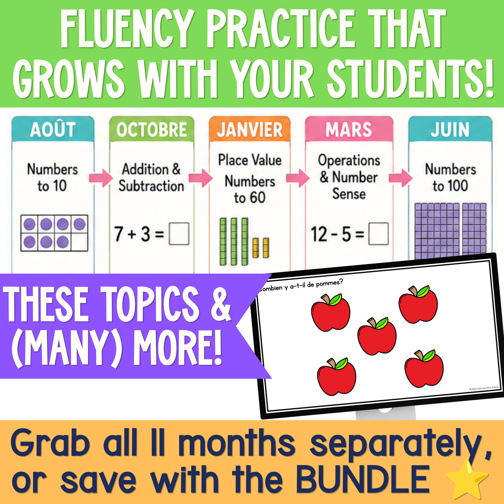 French Math Warm-Ups | September Daily Math Fluency Slides | Kinder & Grade 1 — image 4
