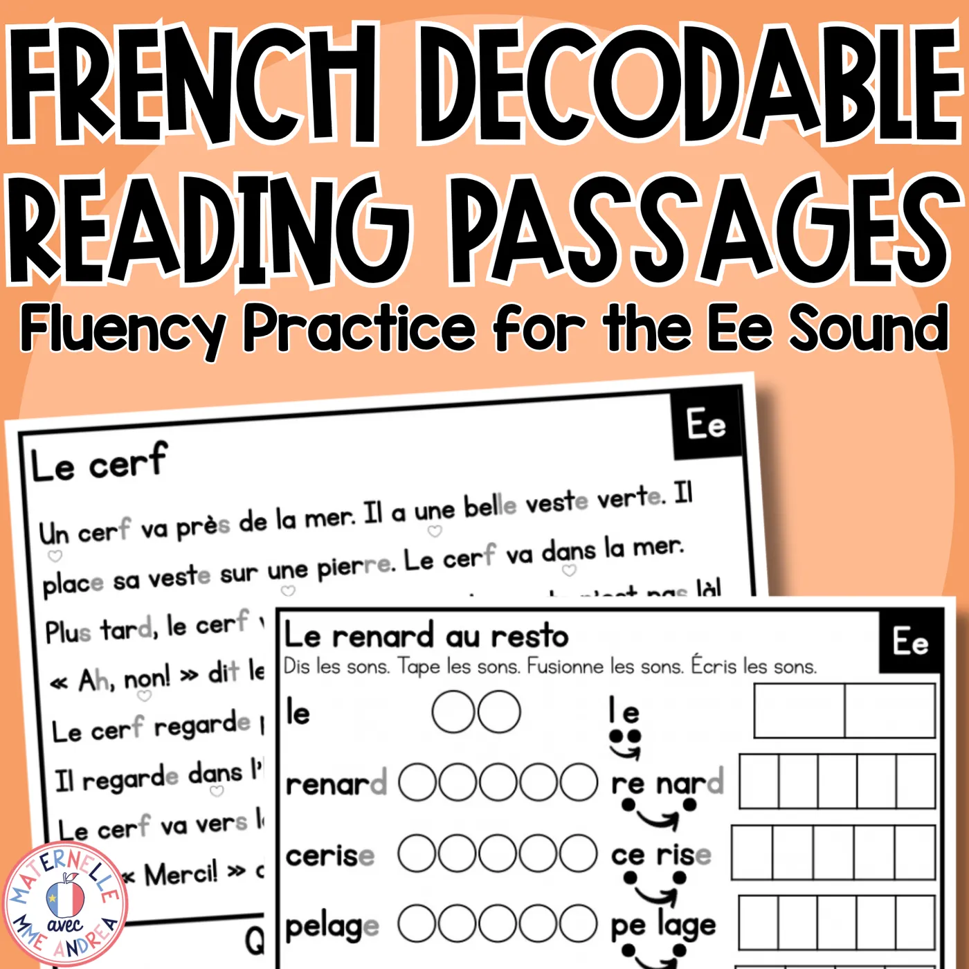 French Decodable Reading Passages | Vowel E (Ee) | Fluency & Comprehension