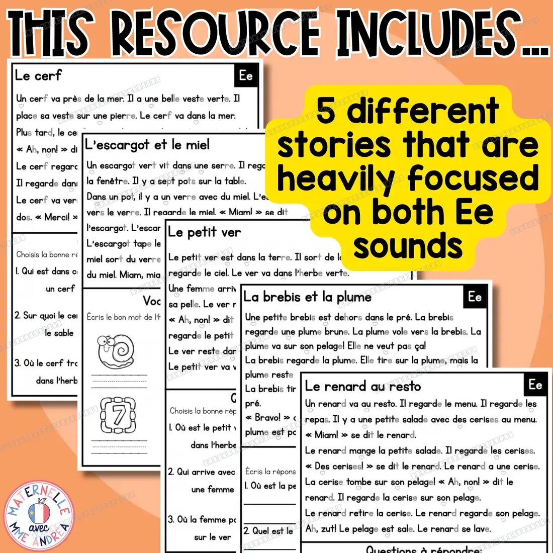 French Decodable Reading Passages | Vowel E (Ee) | Fluency & Comprehension — image 2
