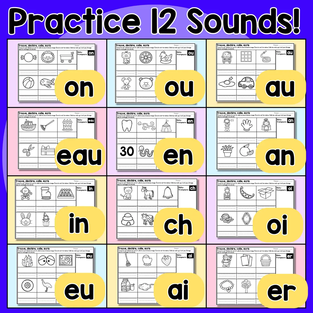 French Phonics Complex Sounds Activities | Literacy Centres | Sons complexes — image 3