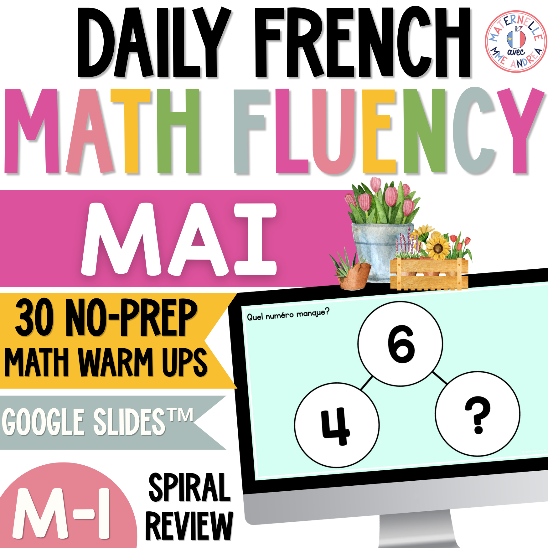 French Math Warm-Ups | May Daily Math Fluency Slides | Addition, Numbers to 100