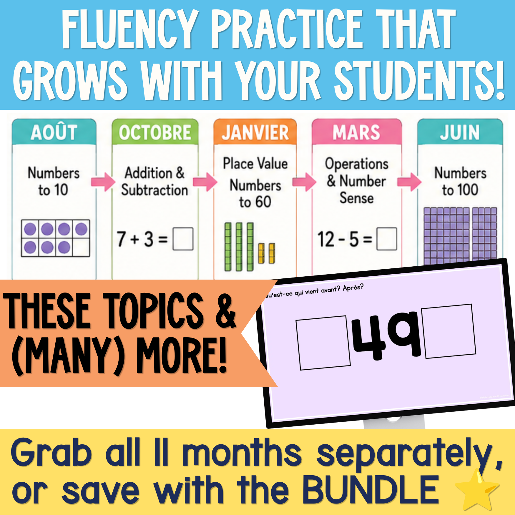 French Math Warm-Ups | May Daily Math Fluency Slides | Addition, Numbers to 100 — image 4