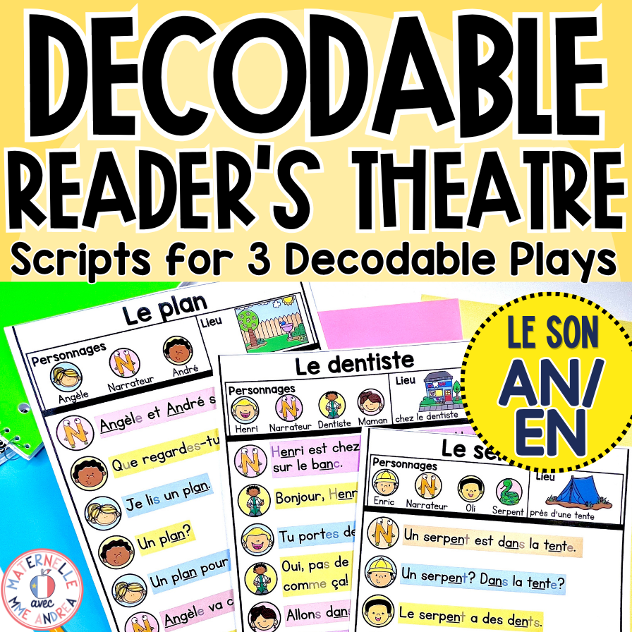 French Decodable Reader’s Theatre Scripts | Short Plays for Fluency - AN EN