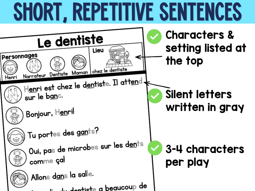 French Decodable Reader’s Theatre Scripts | Short Plays for Fluency - AN EN — image 7