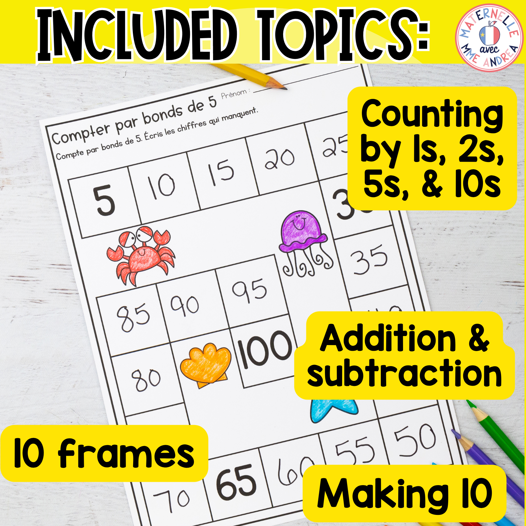 French Summer Addition & Subtraction End of Year Math Worksheets - Number Sense — image 3