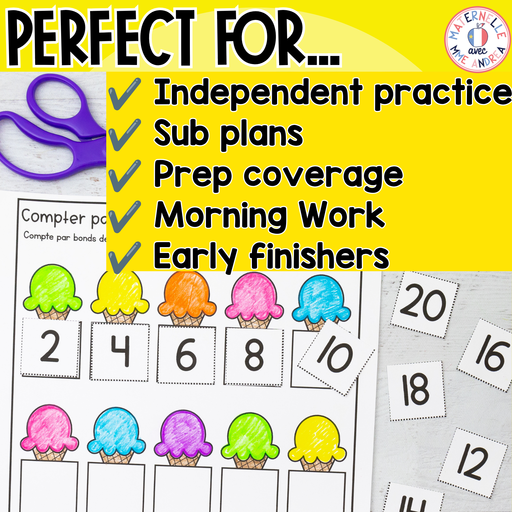 French Summer Addition & Subtraction End of Year Math Worksheets - Number Sense — image 4