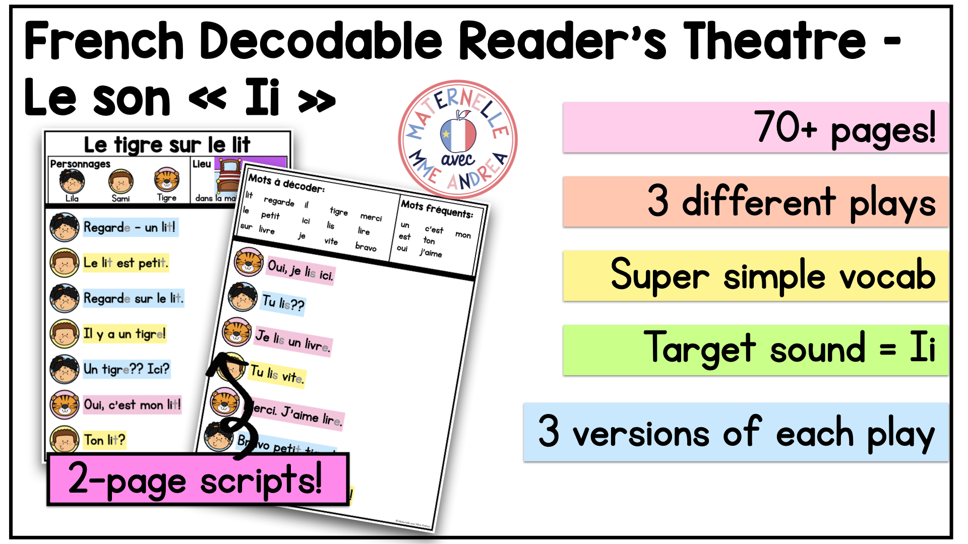 French Decodable Reader’s Theatre Scripts | Short Plays for Fluency - Ii Sound — image 2