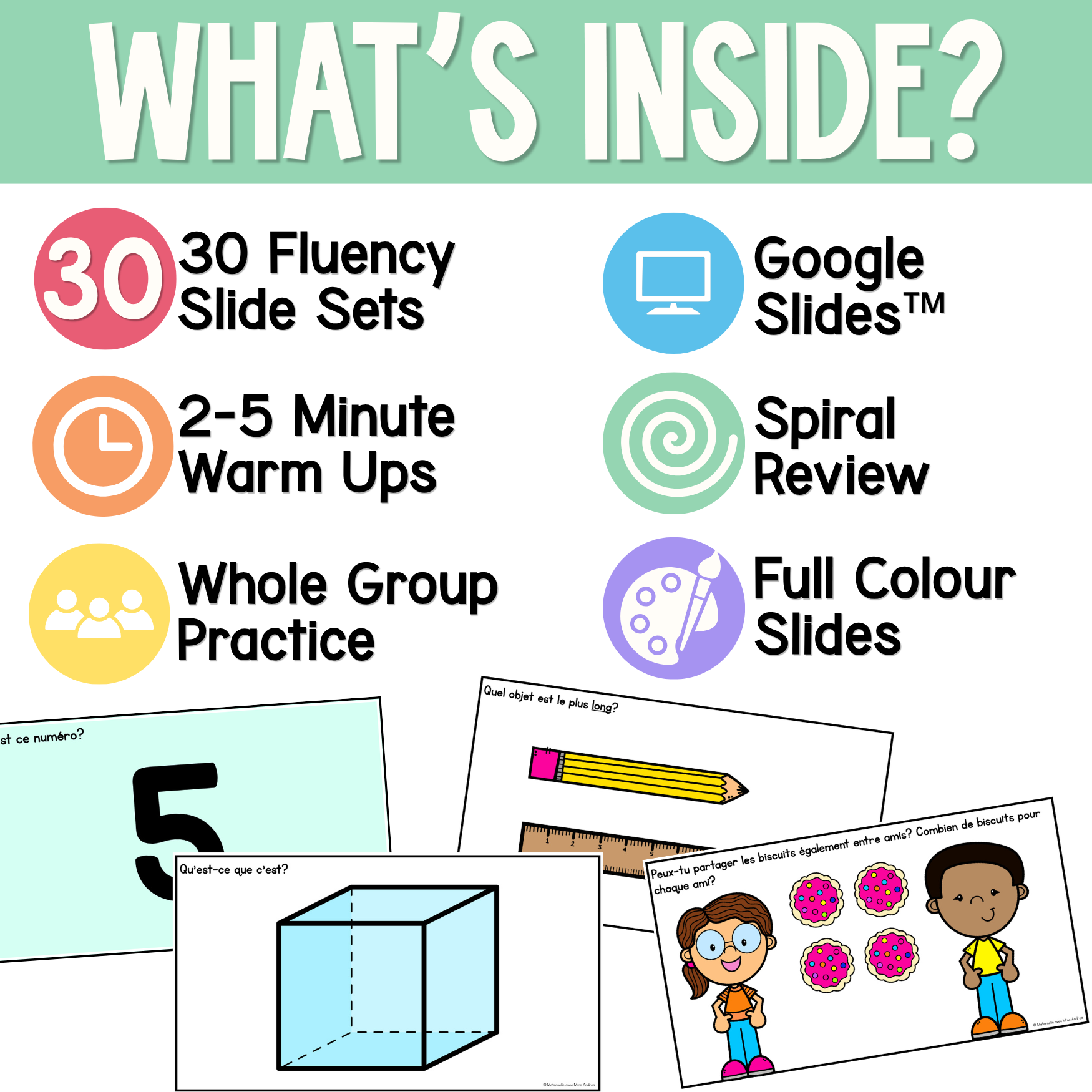 French Math Warm-Ups | August Daily Math Fluency Slides | Kindergarten & Grade 1 — image 2