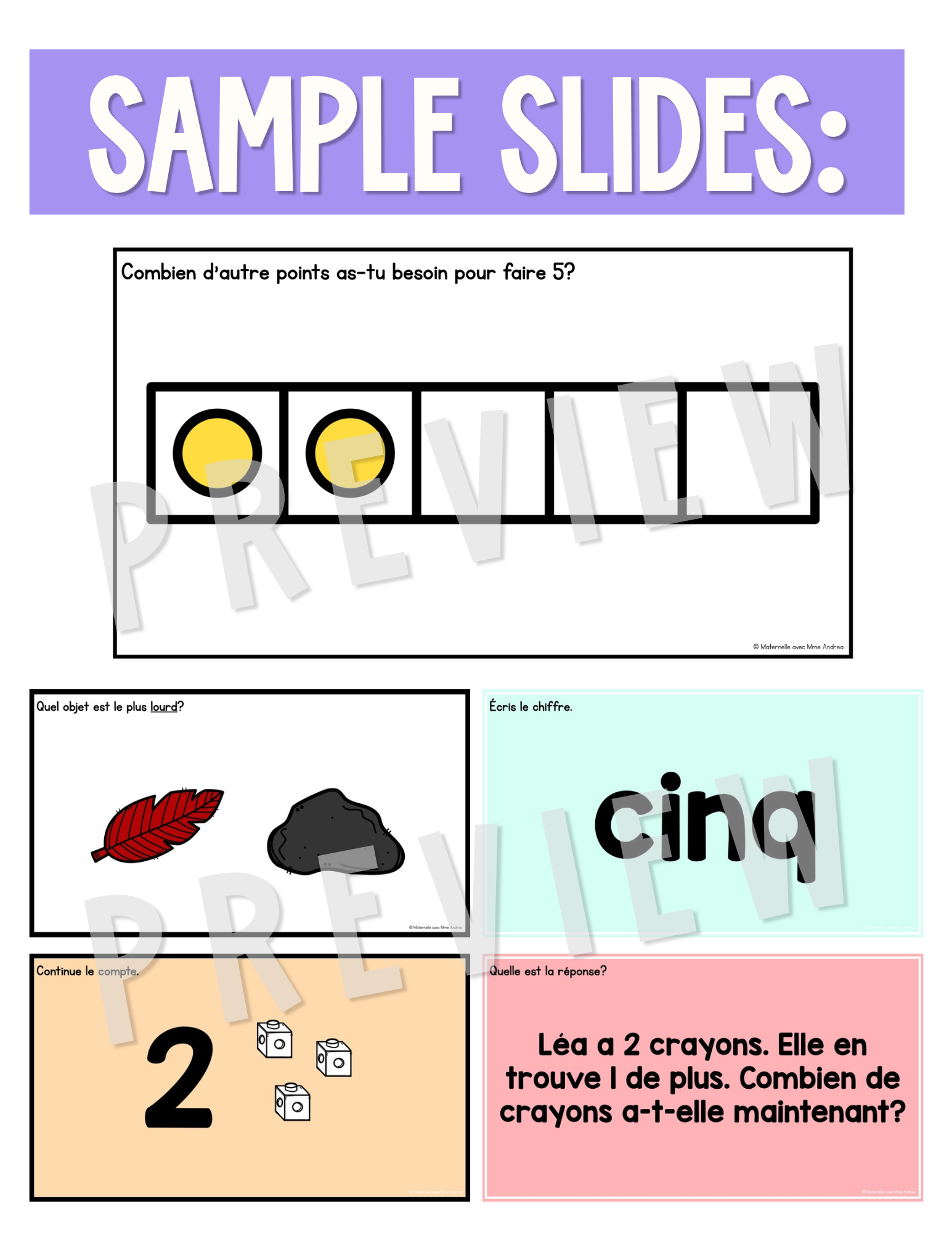 French Math Warm-Ups | August Daily Math Fluency Slides | Kindergarten & Grade 1 — image 9