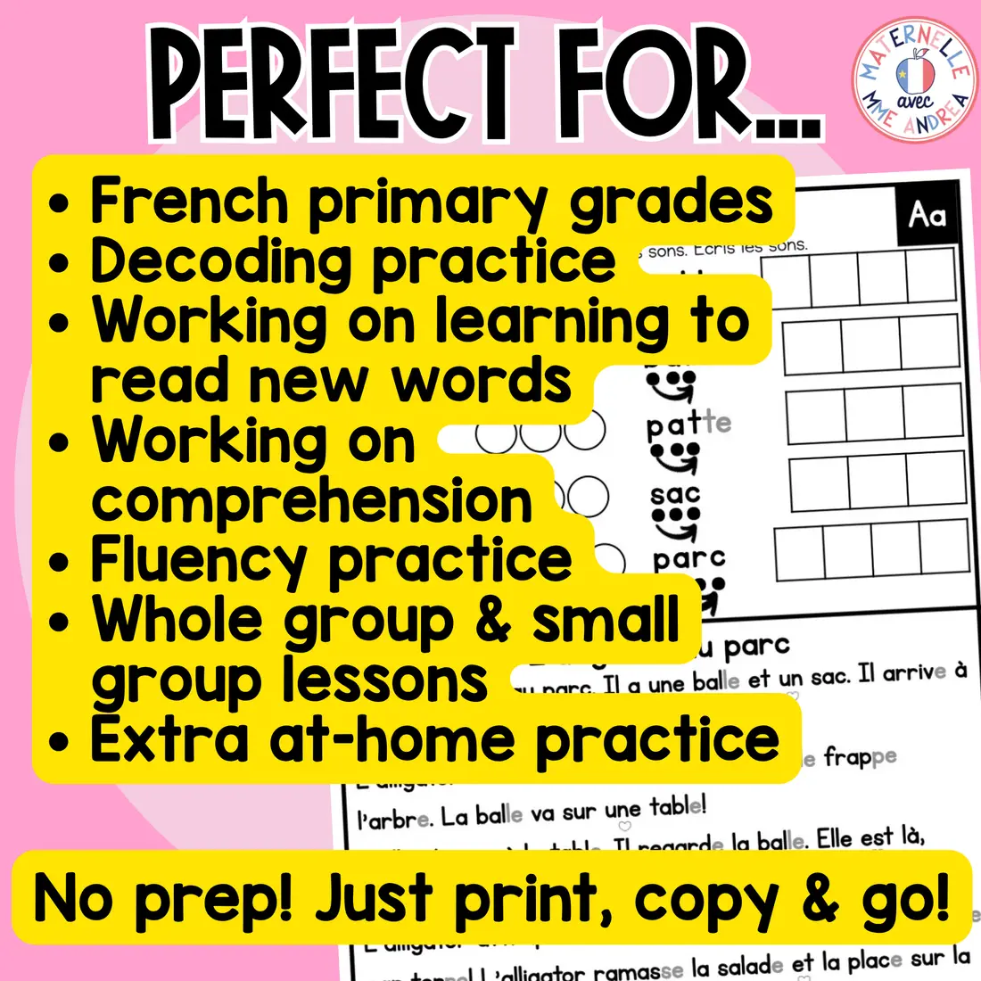 French Decodable Reading Passages | Vowel Aa | Fluency & Comprehension — image 7