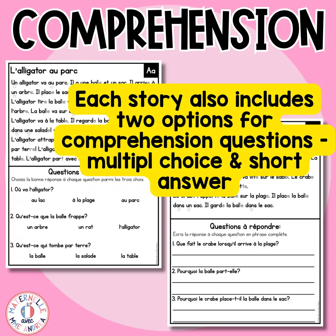 French Decodable Reading Passages | Vowel Aa | Fluency & Comprehension — image 5