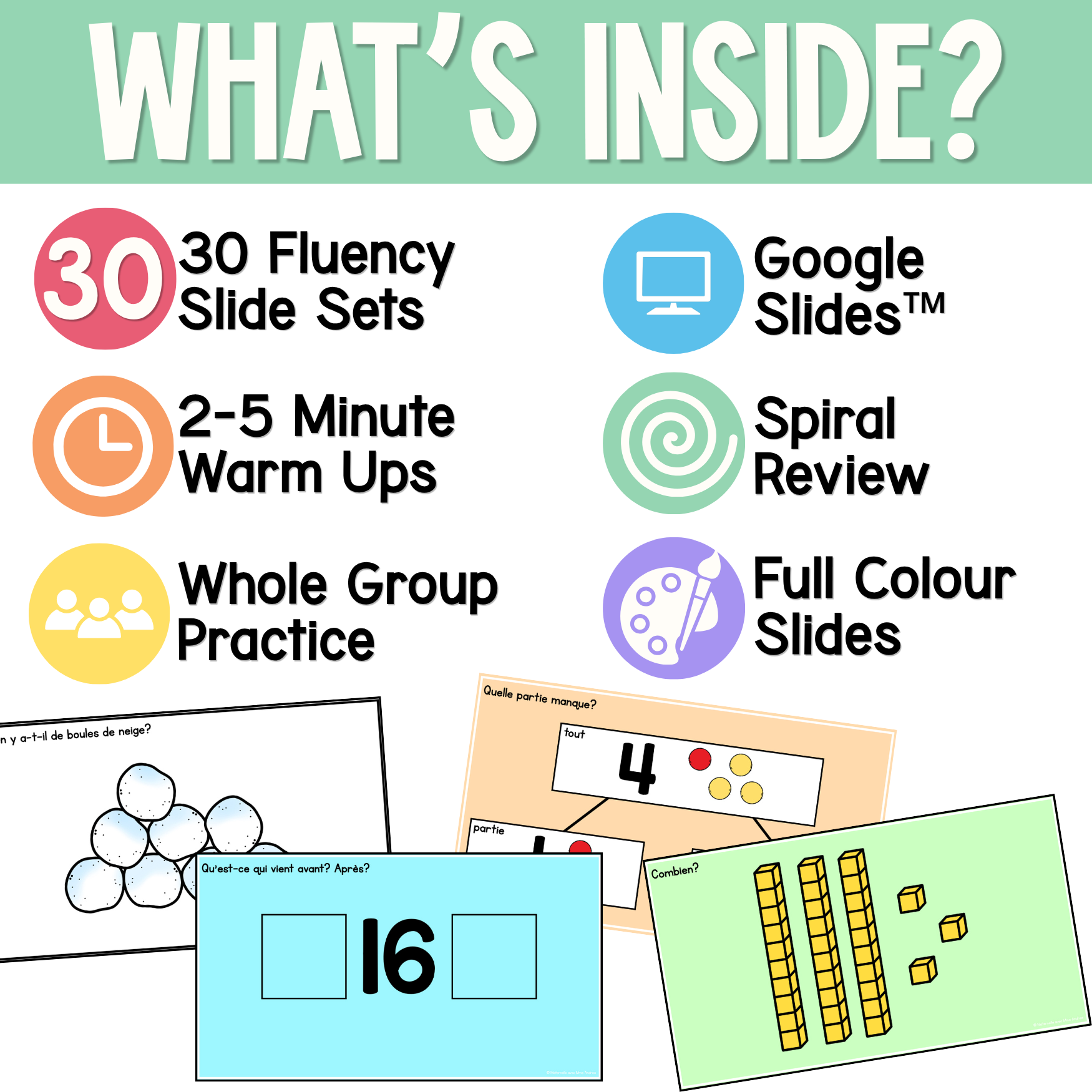 French Math Warm-Ups | January Daily Math Fluency Slides | Place Value, Addition — image 2