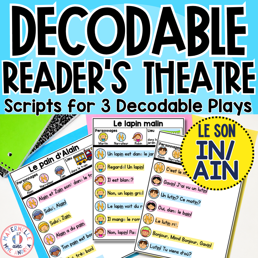 French Reader’s Theatre Scripts | Decodable Plays for IN AIN | Phonics & Fluency