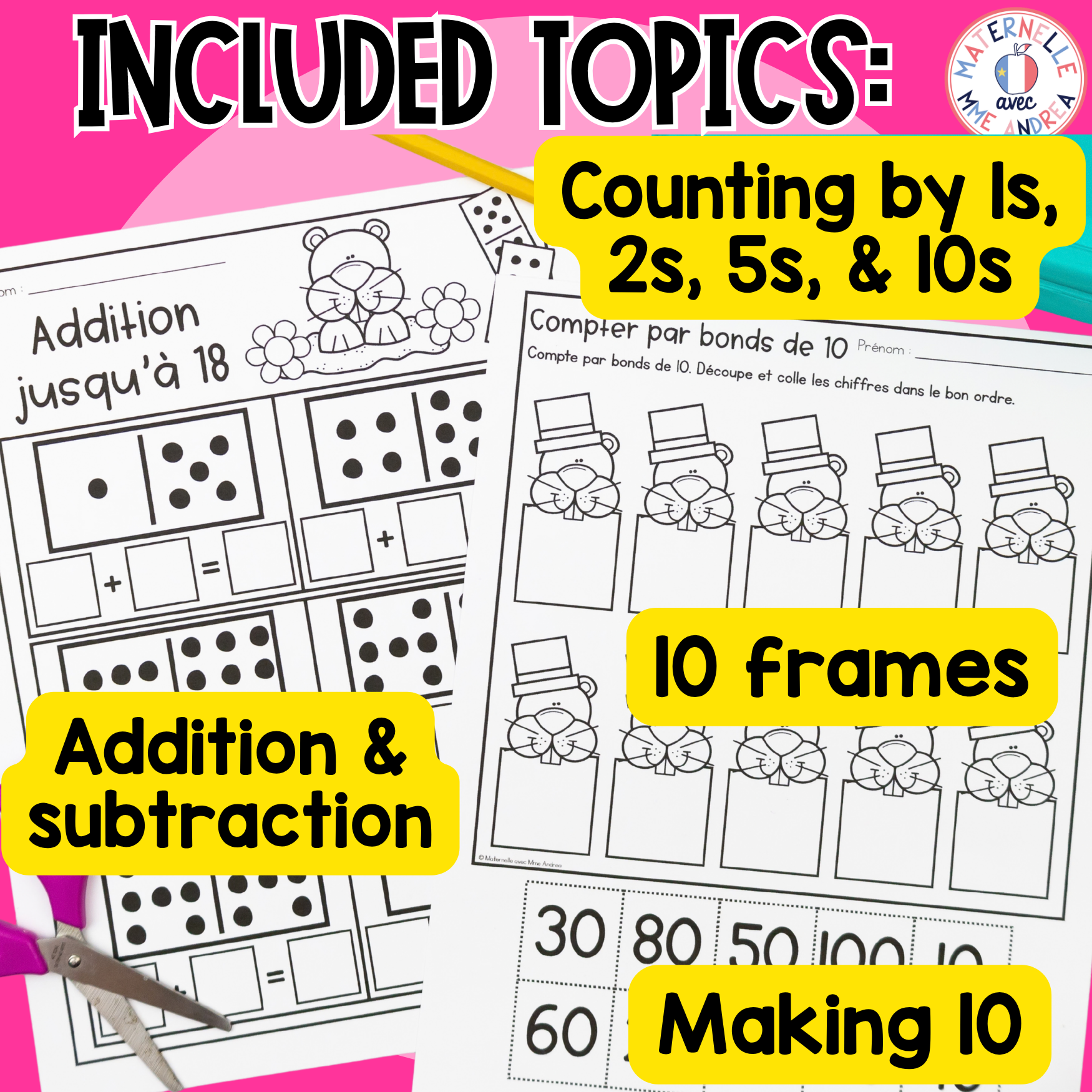 French Math Worksheets for First Grade | February & Valentine's Day Number Sense — image 3