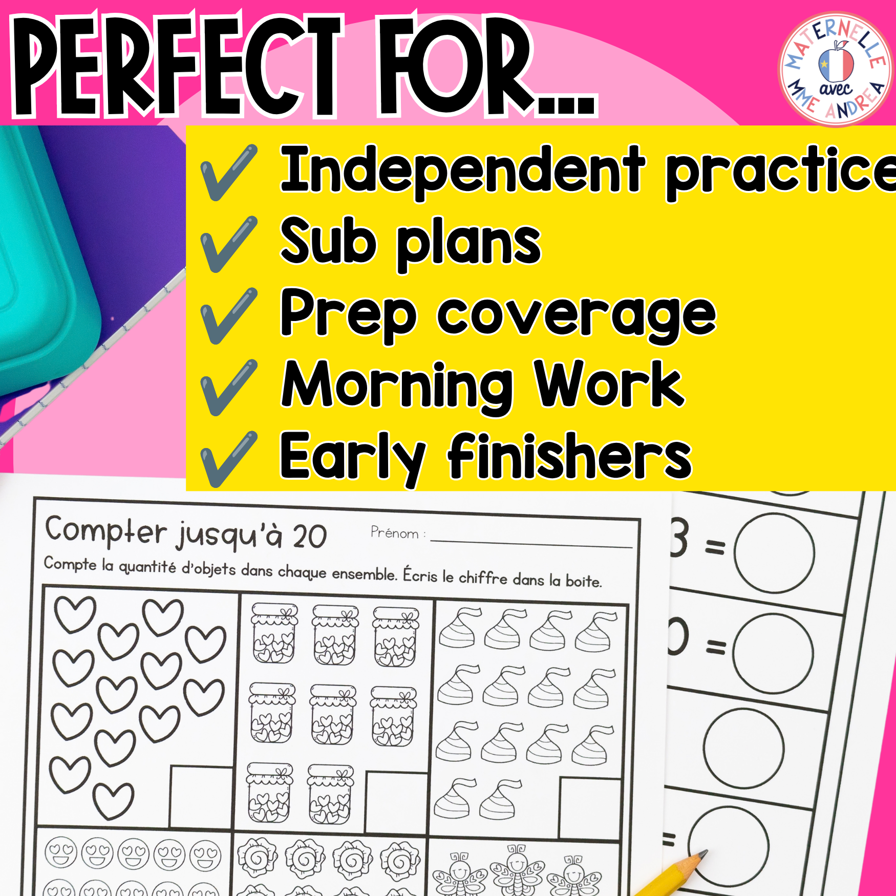 French Math Worksheets for First Grade | February & Valentine's Day Number Sense — image 4