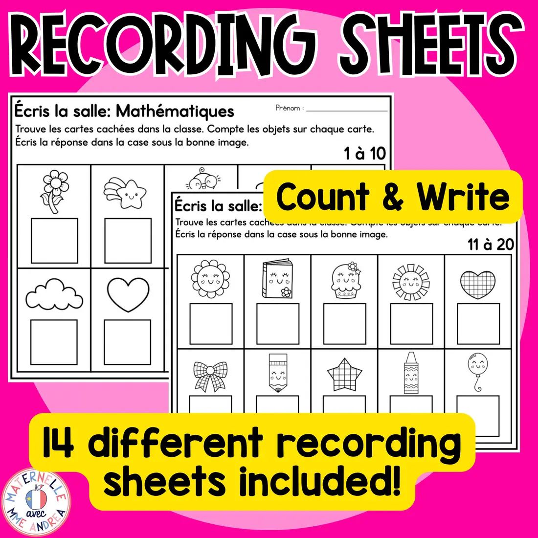 French Math Write the Room | Counting to 20 Number Sense Math Centres — image 3