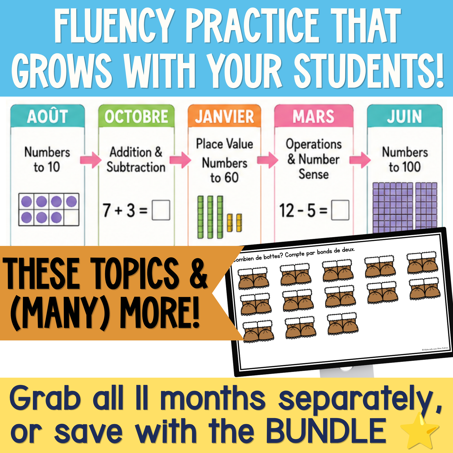French Math Warm-Ups | December Daily Math Fluency Slides | Number Sense & More — image 4