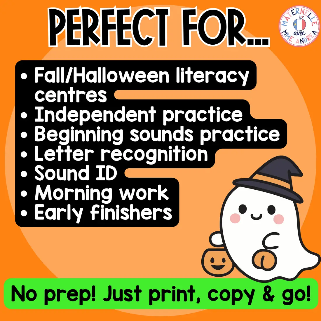 French Fall & Halloween Literacy Activities | No Prep Alphabet, Phonics & Letter Recognition Practice — image 7