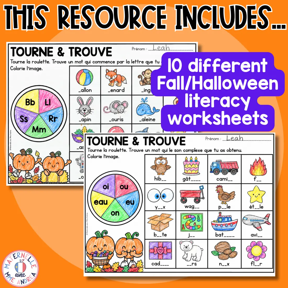 French Fall & Halloween Literacy Activities | No Prep Alphabet, Phonics & Letter Recognition Practice — image 2