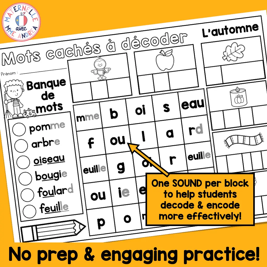 French Autumn Word Search | Decodable Word Searches for French Fall Vocabulary — image 5