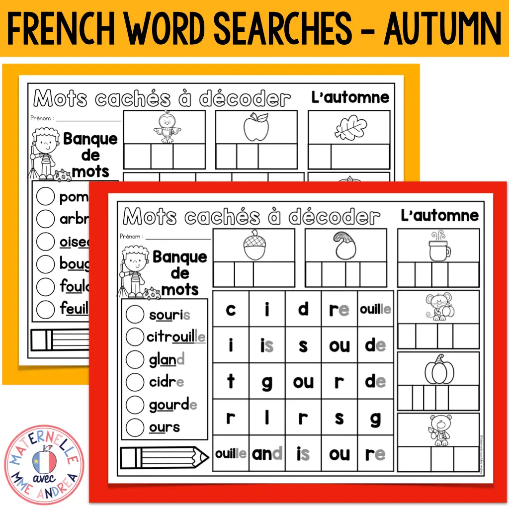 French Autumn Word Search | Decodable Word Searches for French Fall Vocabulary — image 7