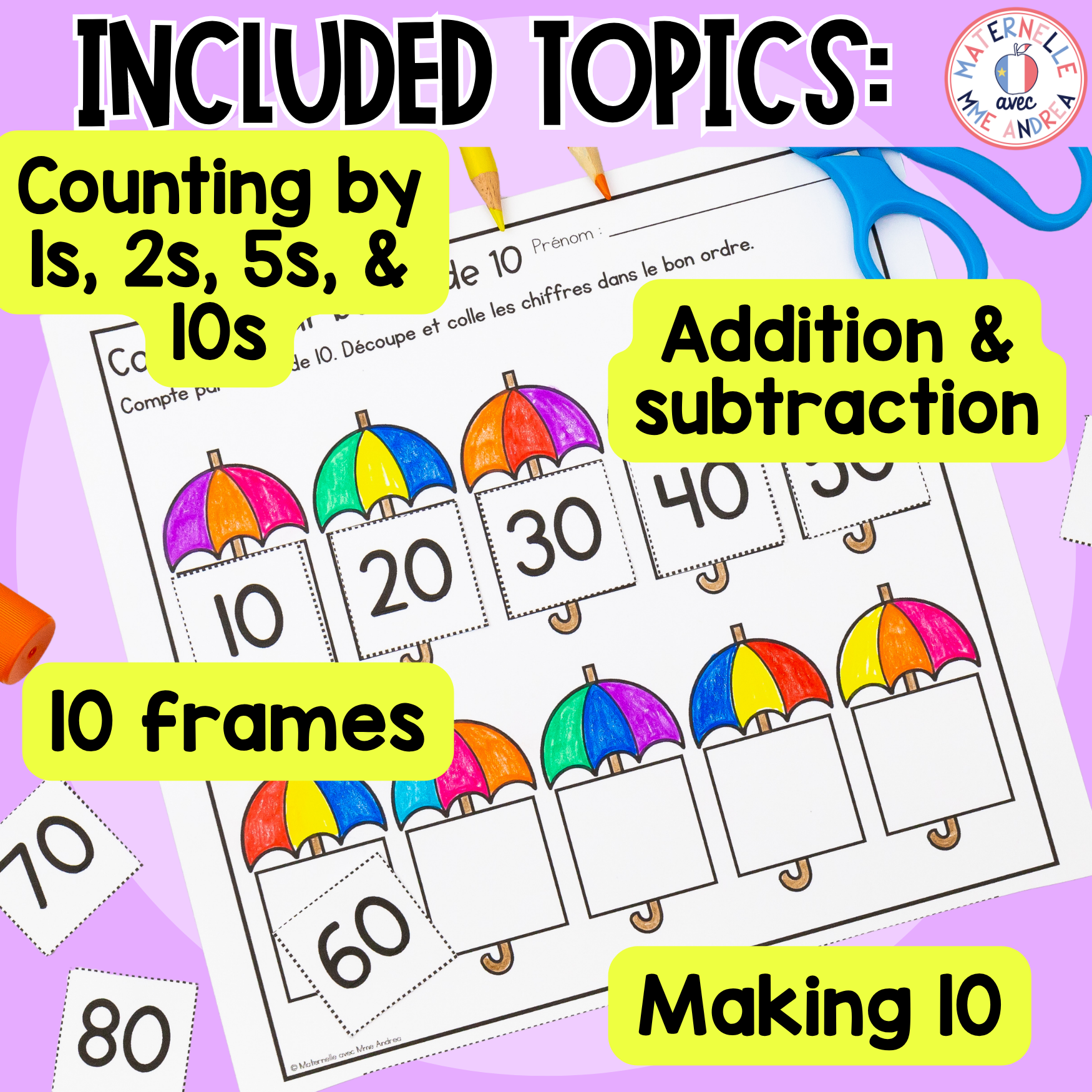 FRENCH First Grade No Prep Math Worksheets MAY Grade 1 / Première année — image 3