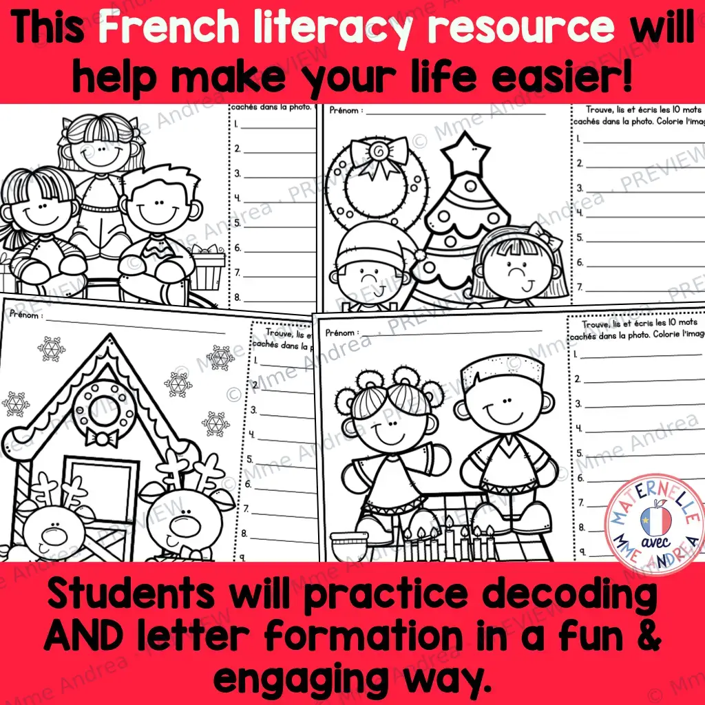French December Christmas Look & Find Decoding Vowel Sounds Practice Worksheets - $1 Deal — image 2