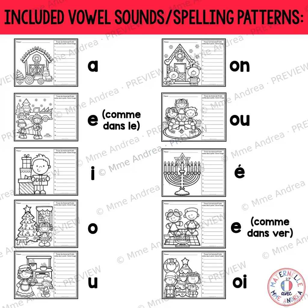 French December Christmas Look & Find Decoding Vowel Sounds Practice Worksheets - $1 Deal — image 7