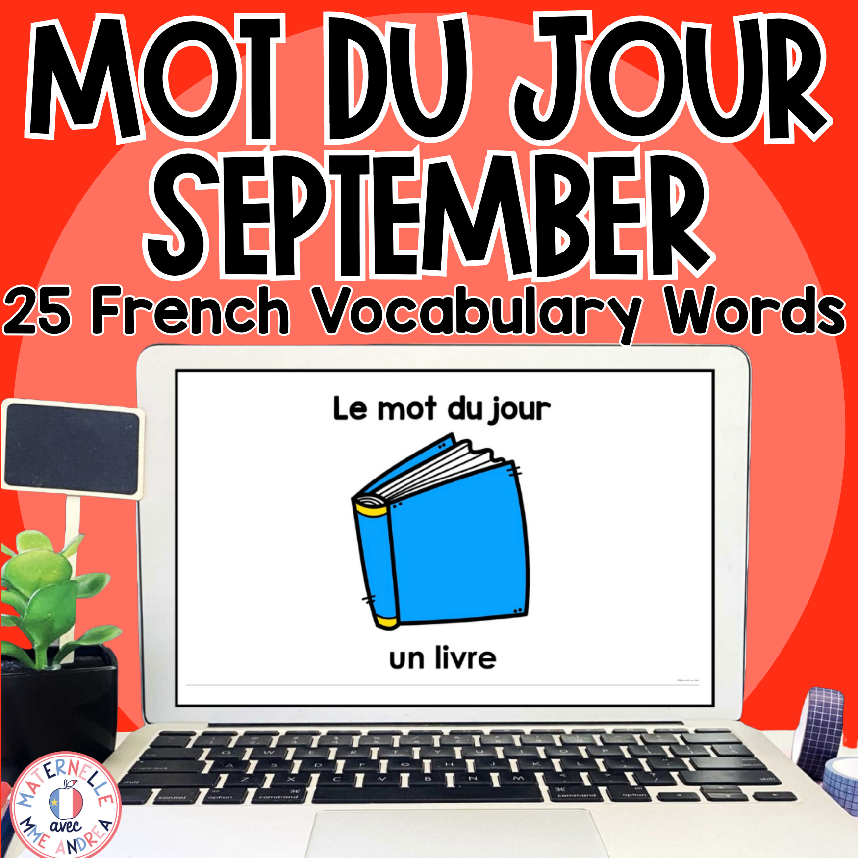 French September Vocabulary - Septembre Mot du jour Word of the Day Slides