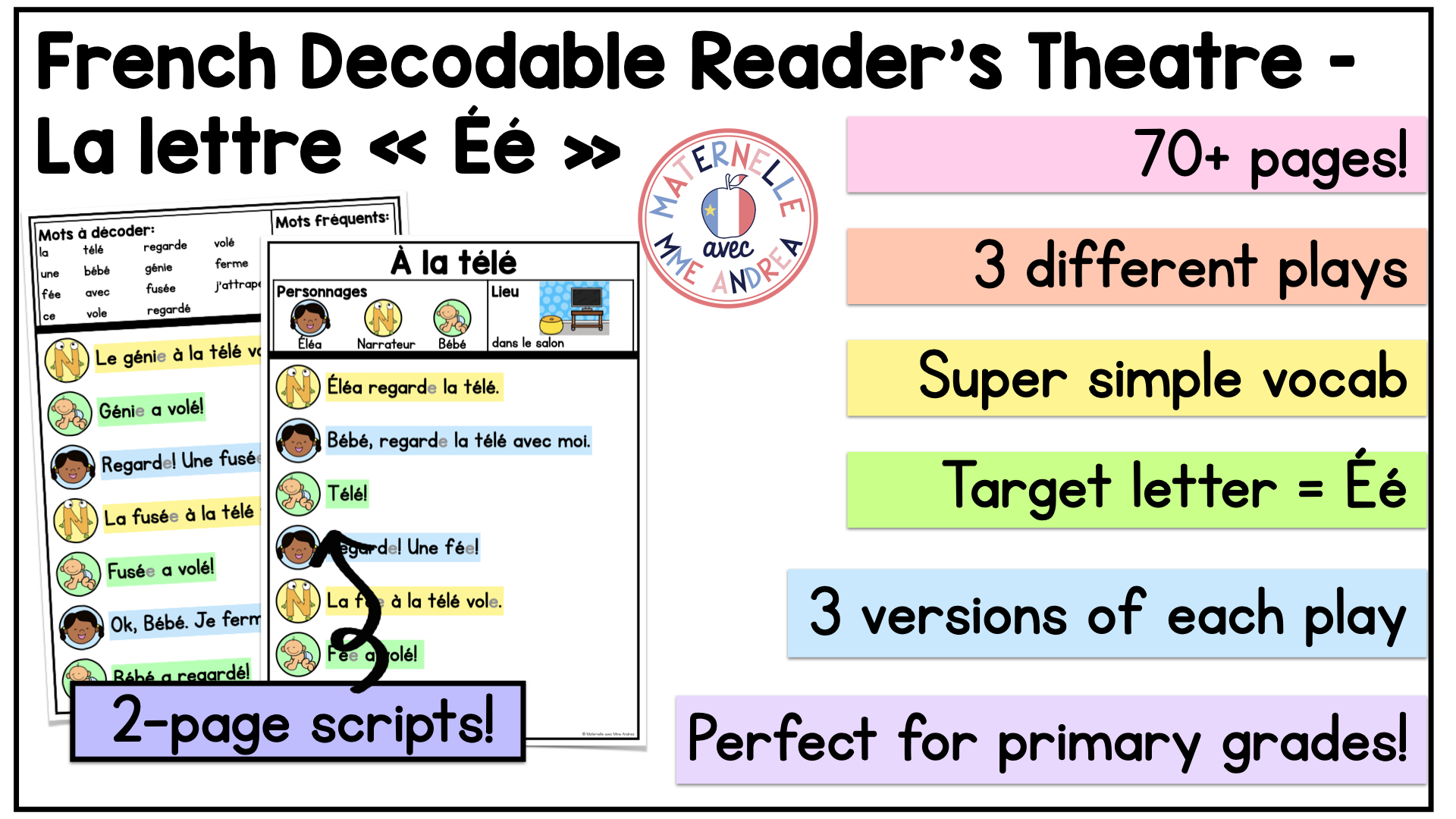 French Decodable Reader’s Theatre Scripts | Short Plays for Fluency - Éé Sound — image 2