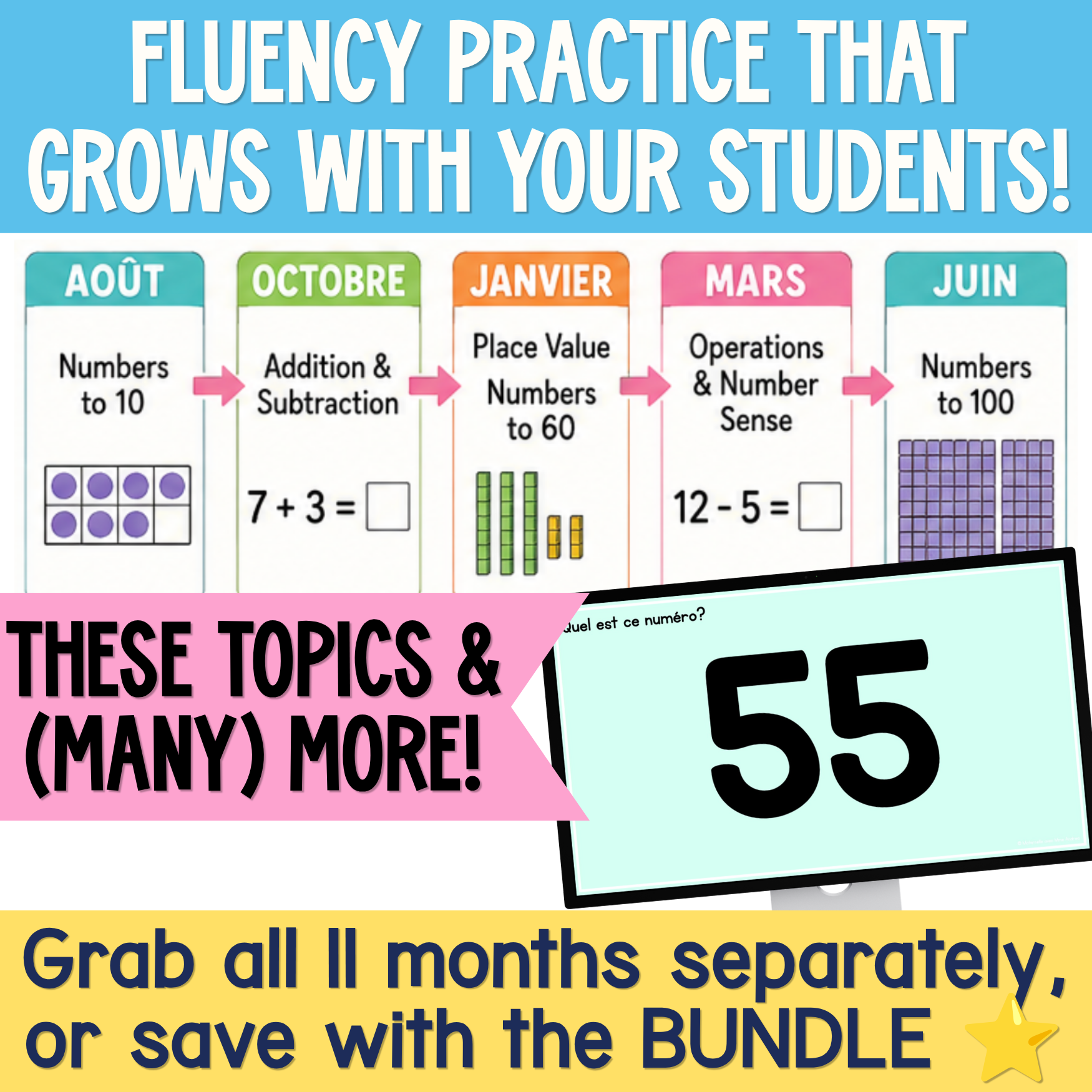 French Math Warm-Ups | February Daily Math Fluency Slides | Adding, Subtracting — image 4