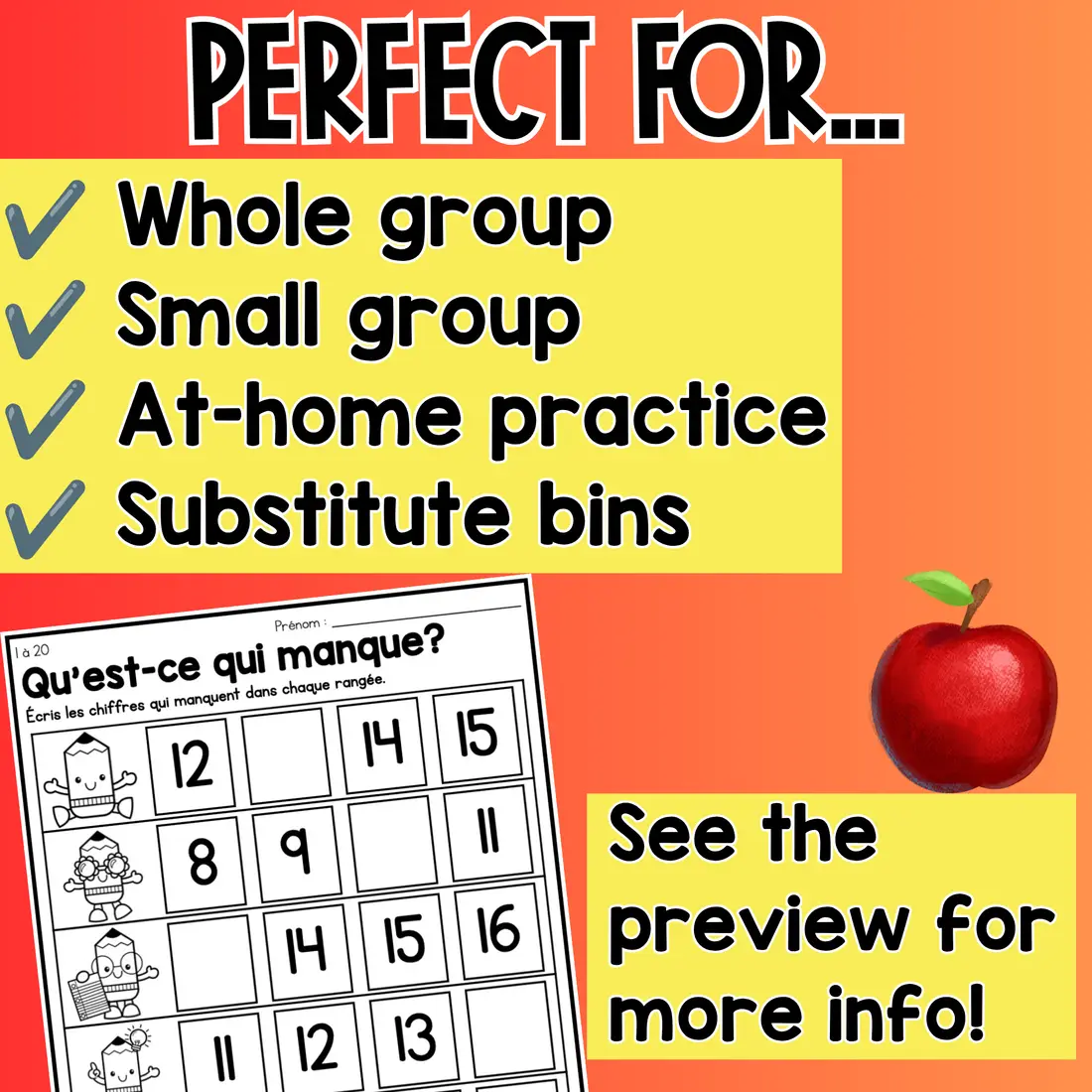 French Back to School Math Worksheets | Number Sense, Addition and Subtraction — image 4