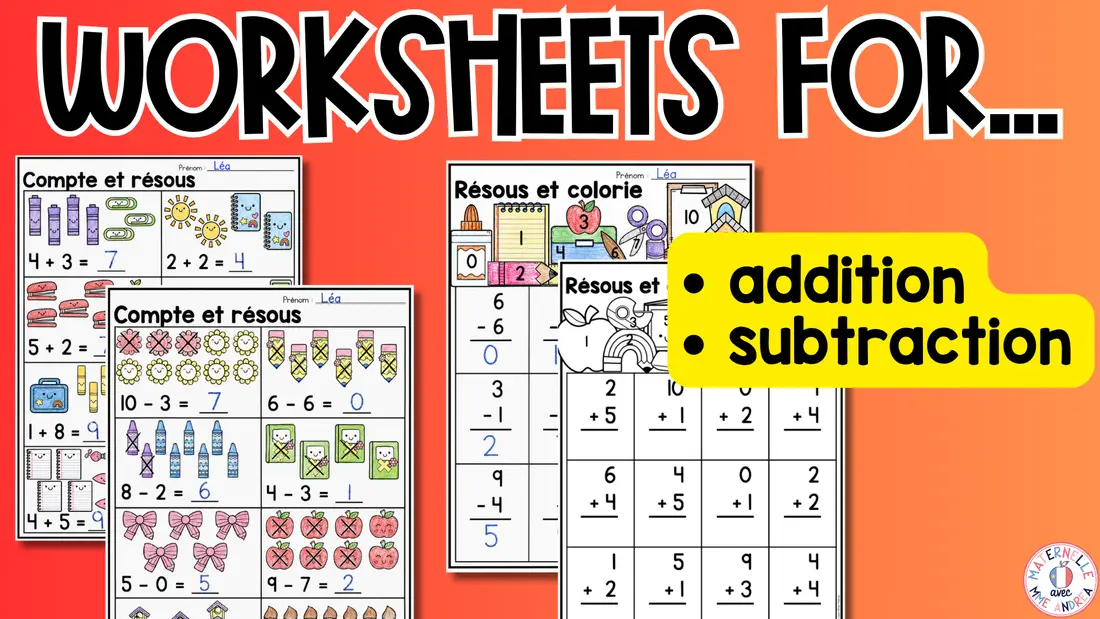 French Back to School Math Worksheets | Number Sense, Addition and Subtraction — image 8