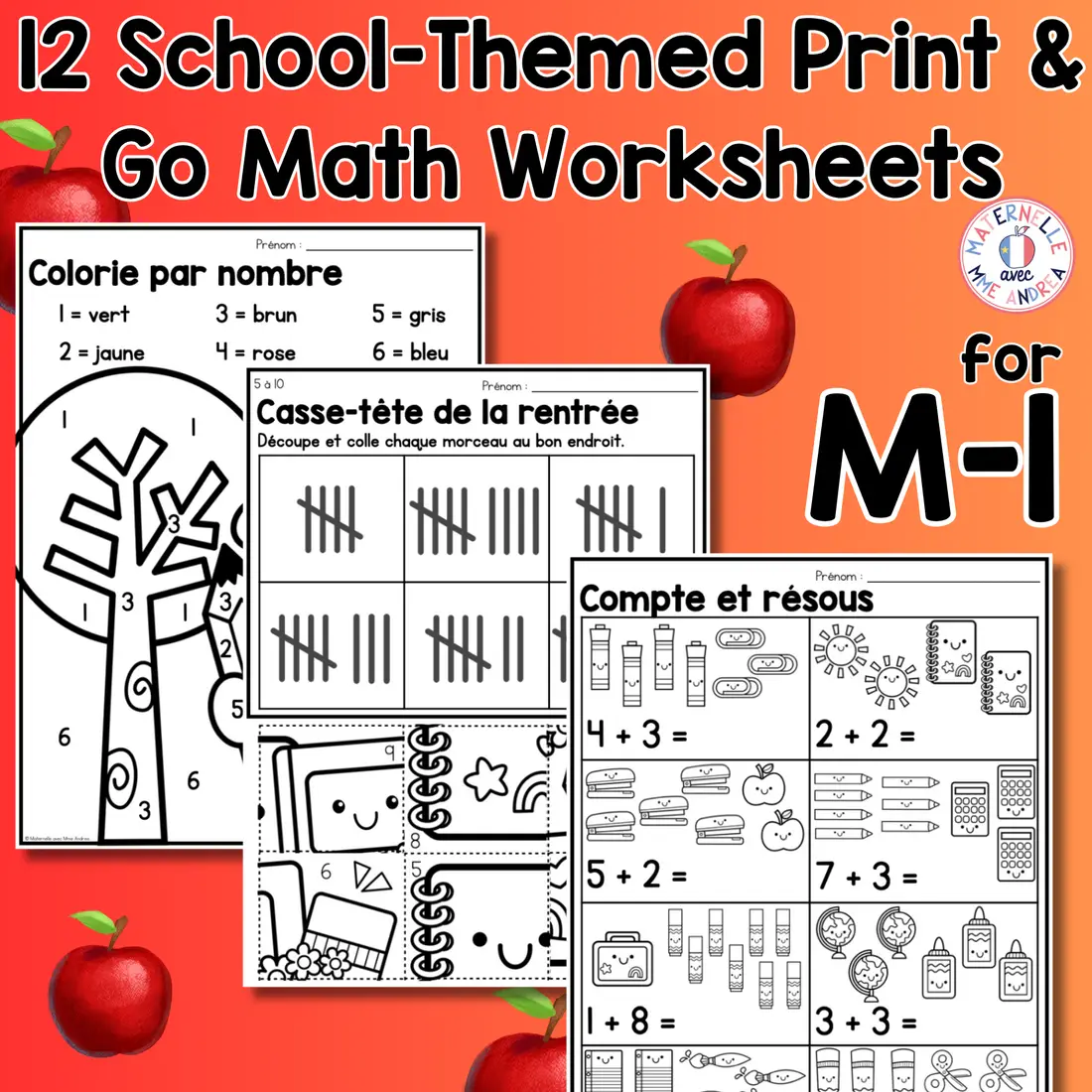 French Back to School Math Worksheets | Number Sense, Addition and Subtraction — image 2
