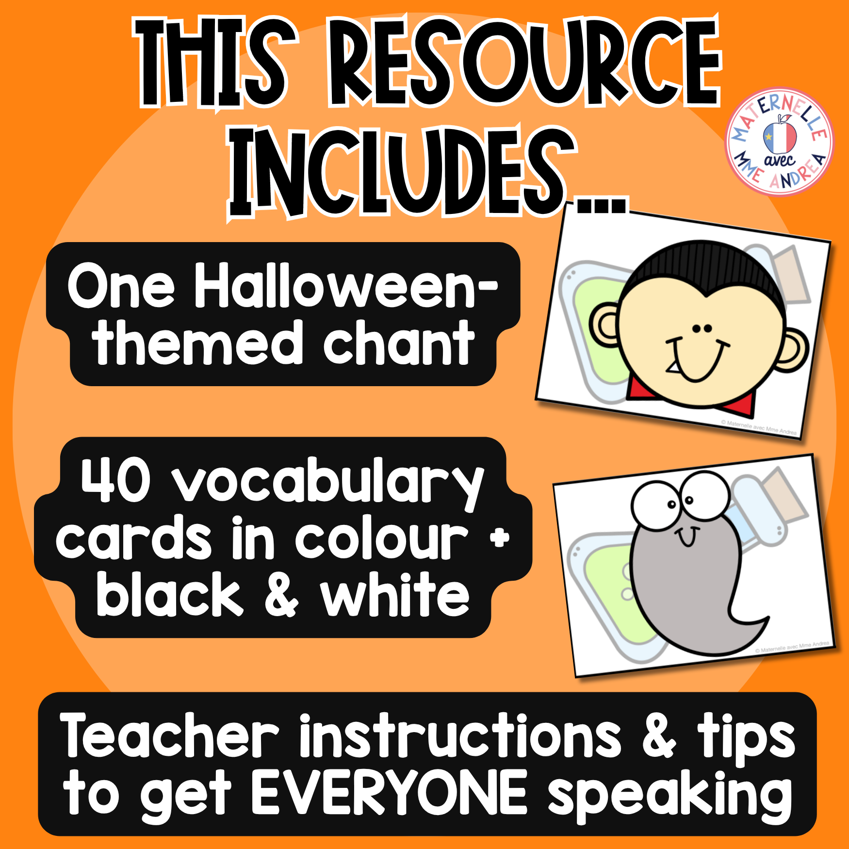 FRENCH Halloween Oral Communication Chant / Vocabulary Game - Méchante sorcière — image 2