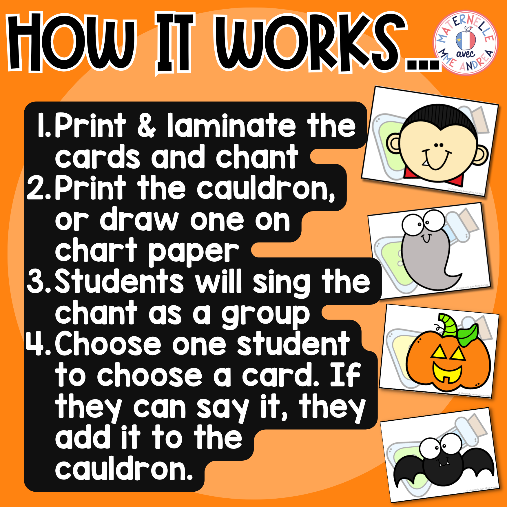 FRENCH Halloween Oral Communication Chant / Vocabulary Game - Méchante sorcière — image 3